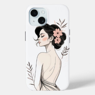 Coque Pour iPhone 15 Boîtier robuste pour iPhone 15 Portrait floral