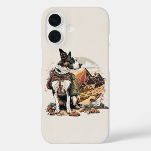 Coque Pour iPhone 16 Boîtier téléphonique Adventure Dog Randonnée Mount