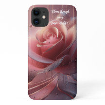 Boîtier téléphonique avec fleur rose