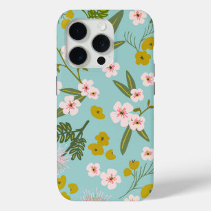 Coque iPhone 15 Pro Boîtier téléphonique bleu et rose du désert
