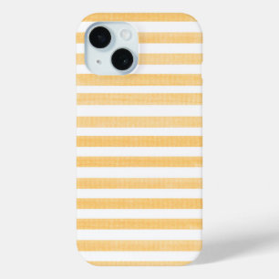 Coque Pour iPhone 15 Boîtier téléphonique en bande jaune et blanche