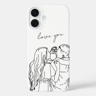Coque Pour iPhone 16 Boîtier téléphonique en ligne dessinée à la main :
