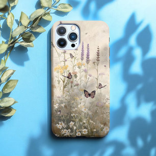 Coque Pour iPhone 14 Boîtier téléphonique fleur sauvage et papillons - 