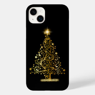 Coque Pour iPhone 14 Plus Boîtier téléphonique Gold Christmas Tree
