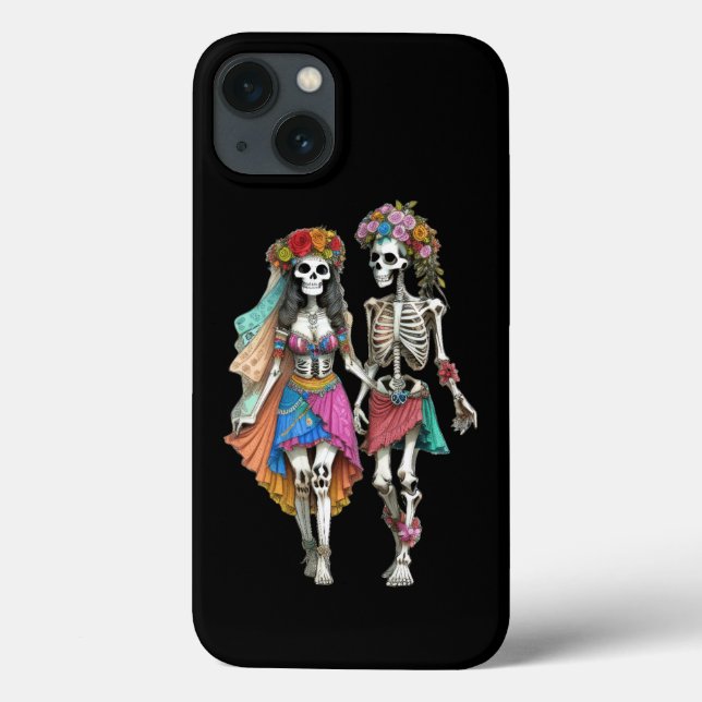 Coques Case-Mate iPhone Boîtier téléphonique Hippie Skeleton Couple (Verso)