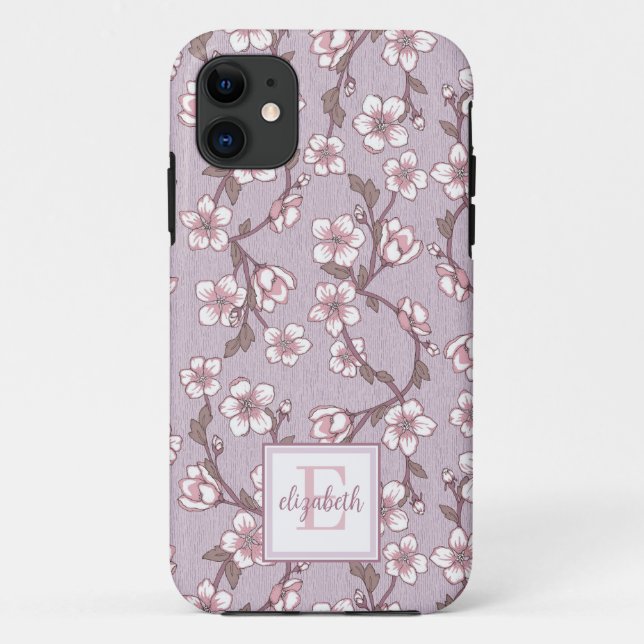 Coques Case-Mate iPhone Boîtier téléphonique Lavender Floral Monogramme (Dos)