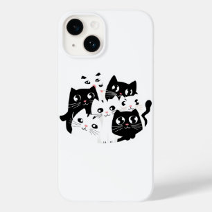 Coque Pour iPhone 14 Boîtier téléphonique minimaliste pour chat noir et