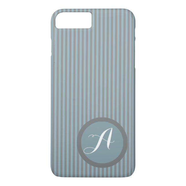 Coques Case-Mate iPhone Boîtier téléphonique moderne Monogramme bleu rayé (Dos)