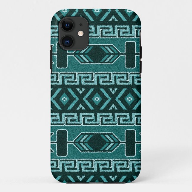 Coques Case-Mate iPhone Boîtier téléphonique Motif Turquoise Et Noir Aztèq (Dos)
