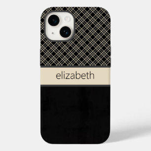 Coque Pour iPhone 14 Boîtier téléphonique personnalisé Black Plaid