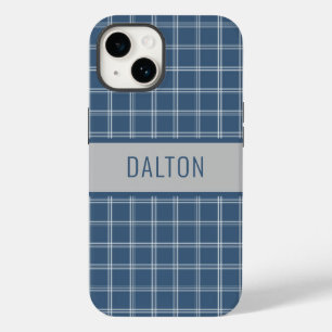 Coque Pour iPhone 14 Boîtier téléphonique personnalisé bleu plaid