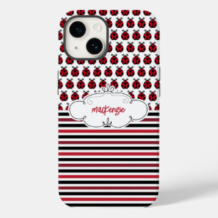 Coque Pour iPhone 14 Boîtier téléphonique personnalisé Ladybugs & Strip