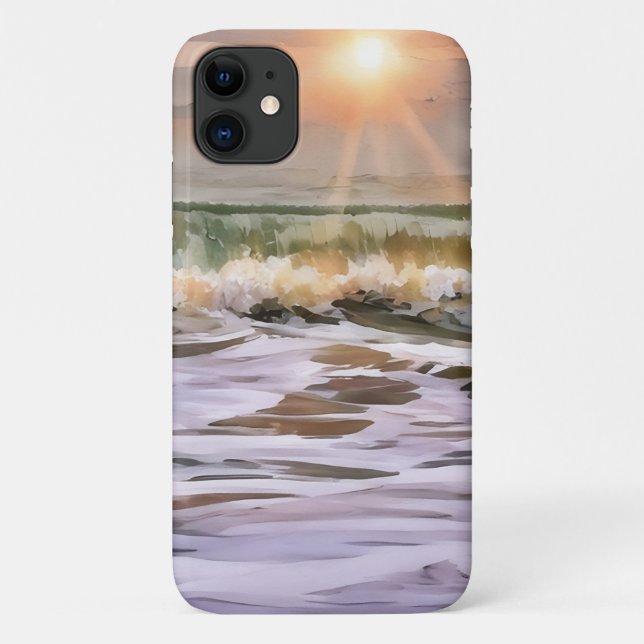 Coques Case-Mate iPhone Boîtier téléphonique Sunset and Ocean Waves Art (Dos)