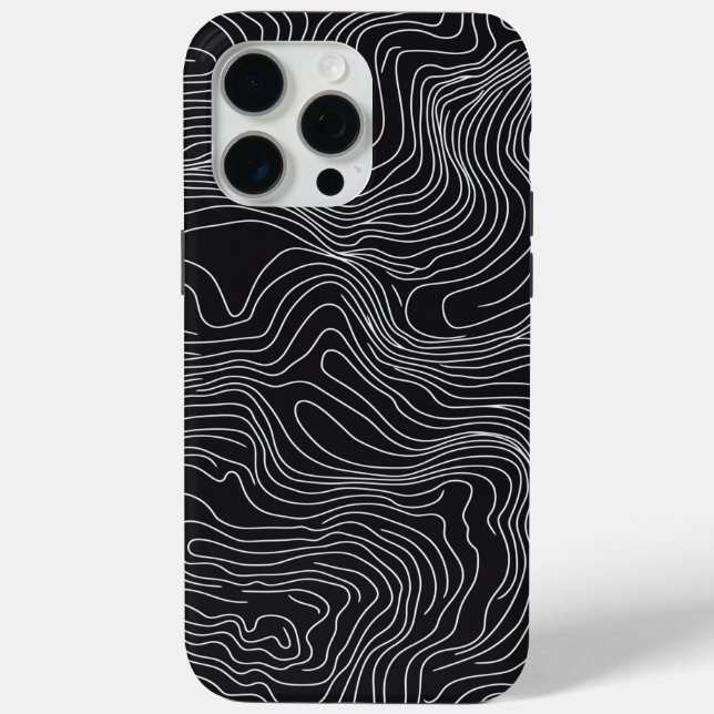 Coques Case-Mate iPhone Bold Black and White Topographic Art 🖤 (Verso)
