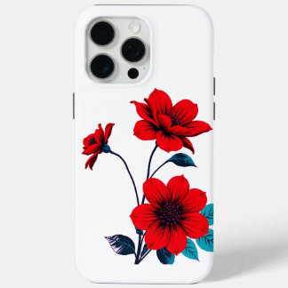 Coque iPhone 15 Pro Max Bold Red Blossom Flo