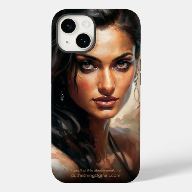Coques Case-Mate iPhone Bollywood Star Indienne Portrait Peinture à l'huil (Verso)