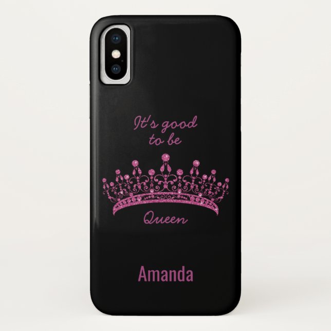 Coques Case-Mate iPhone Bon d'être Queen Pink Parties scintillant Crown iP (Dos)