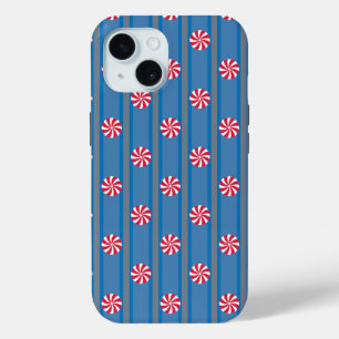 Coque Pour iPhone 15 Bonbon de Noël bleu menthe Fun and Fancy
