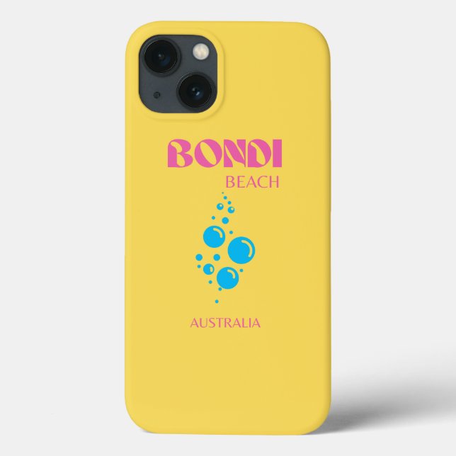 Coques Case-Mate iPhone Bondi Beach, Travel Art, Preppy, Jaune, Rose (Verso)