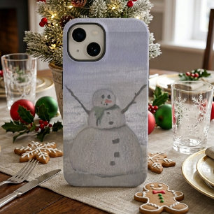 Coque Pour iPhone 14 Bonhomme de neige gelé à la plage