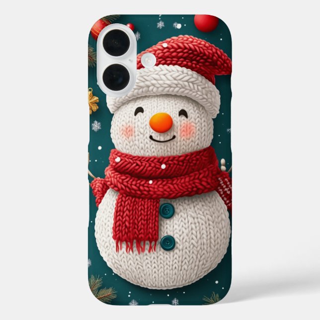 Coques Case-Mate iPhone Bonhomme de neige tricoté de Noël hivernal festif (Verso)