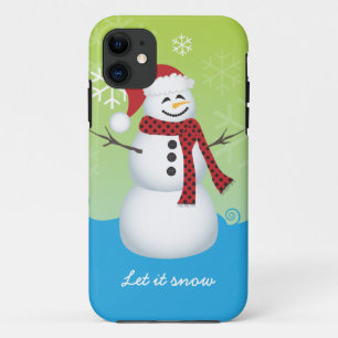 Coque iPhone 11 Bonhomme de neige utilisant le casquette de Père