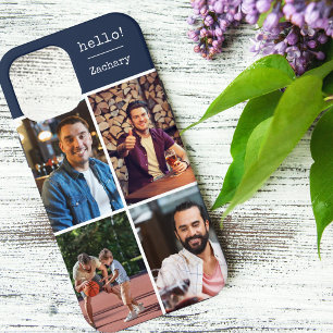 Case-Mate iPhone Case Bonjour ! Collage photo personnalisé 4 en bleu f