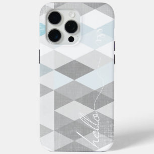 Coque iPhone 15 Pro Max Bonjour Grey et Blue Linen Motif iPhone 6 Plus