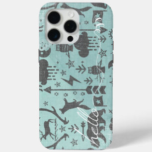 Coque iPhone 15 Pro Max Bonjour Mint Linen Ours Fox Motif iPhone 6 Plus