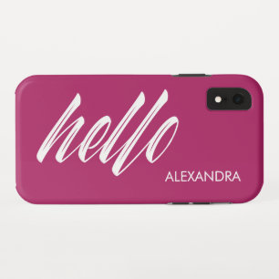 Case-Mate iPhone Case Bonjour Script et votre nom sur Magenta
