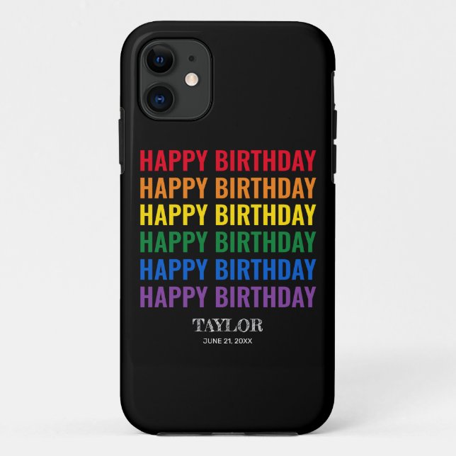 Coques Case-Mate iPhone Bonne fête d'anniversaire LGBT Pride transgenre LG (Dos)