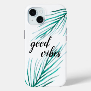 Coque Pour iPhone 15 Bonnes vibes Green Palm tree feuilles