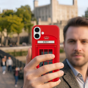 Coque Pour iPhone 16 Boot téléphonique rouge Londres personnalisé