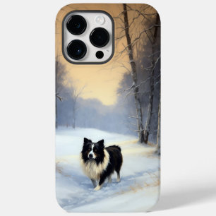 Coque Pour Pour iPhone 14 Pro Max Border Collie Laissez Tomber La Neige Noël
