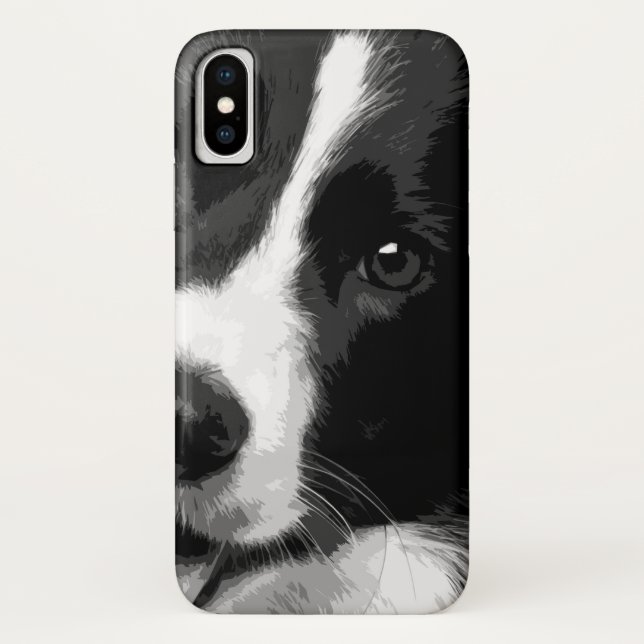 Coques Case-Mate iPhone Border collie noir et blanc (Dos)