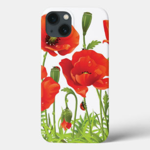 iPhone 13 Case Border horizontal with red poppy
