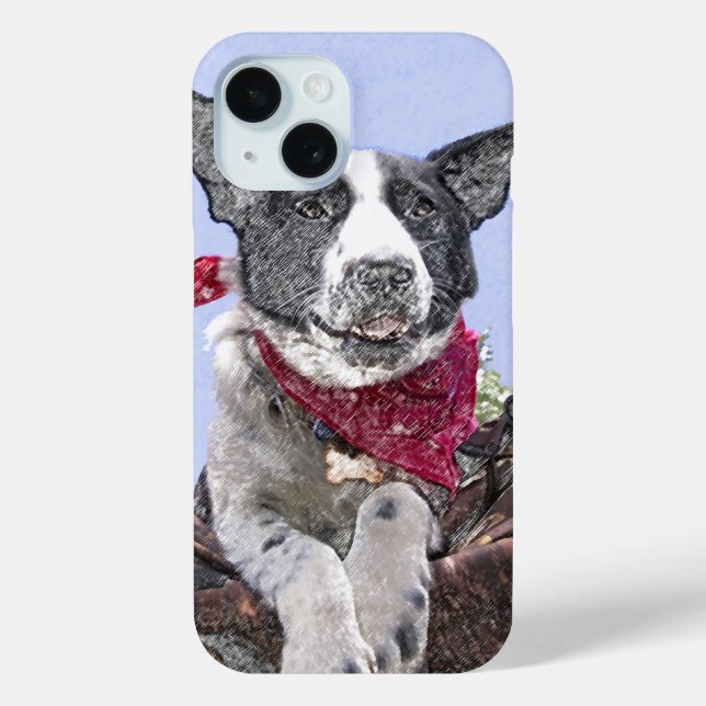 Coques Case-Mate iPhone Bordure adorable Collie Heeler Mix Chien Croquis A (Verso)