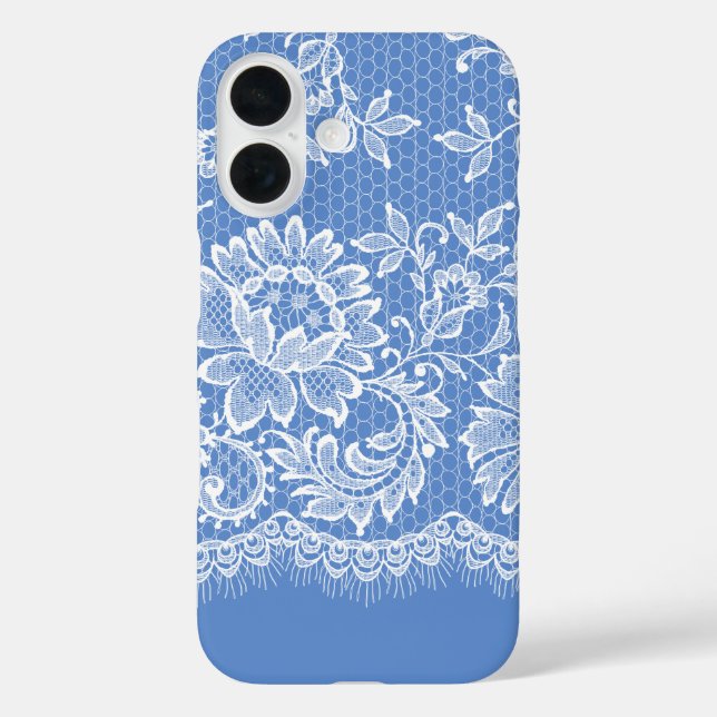 Coques Case-Mate iPhone Bordure Blanche Lacy en bleu (Verso)