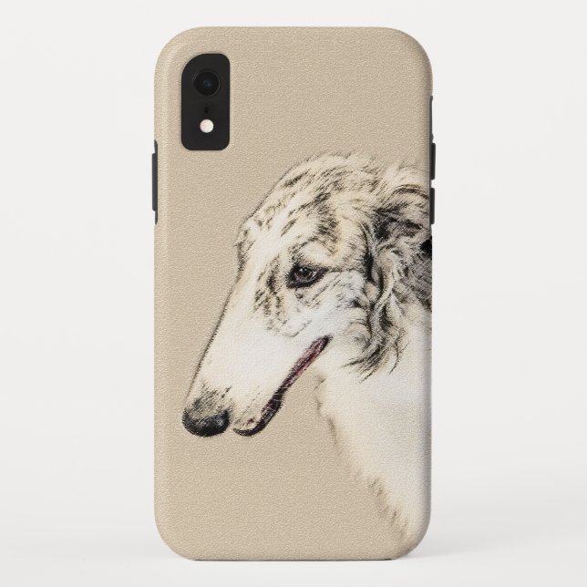 Coques Case-Mate iPhone Borzoi (Argent Brindle) Peinture Chien Art origina (Dos)
