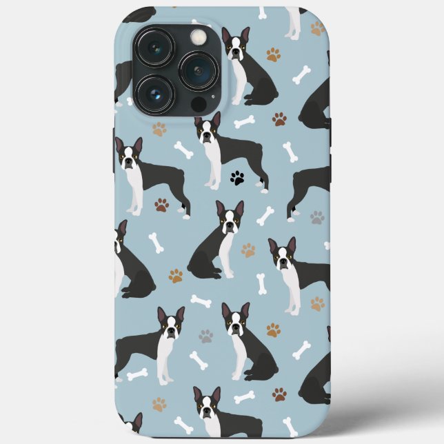 Coques Case-Mate iPhone Boston Terrier Bones and Paws  (Verso)