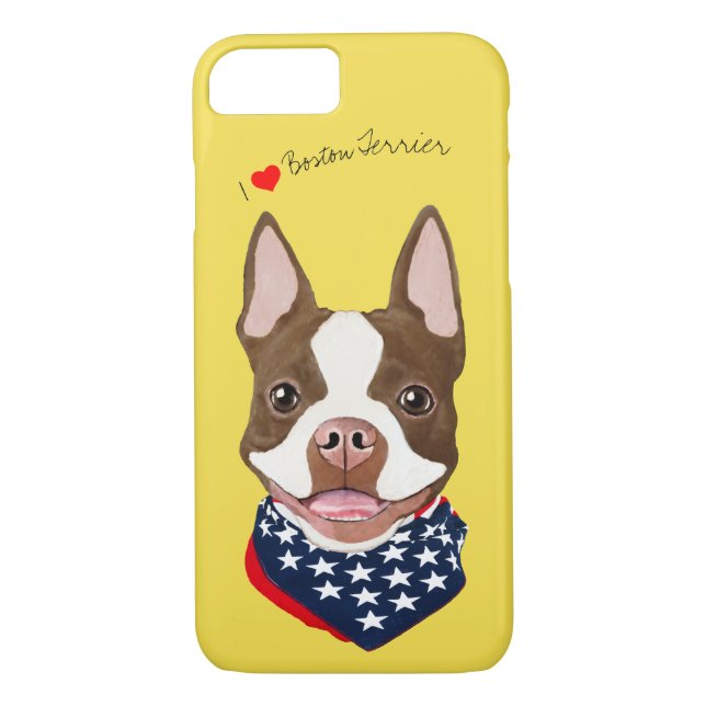 Coques Case-Mate iPhone Boston Terrier (brun) a illustré le cas de (Dos)