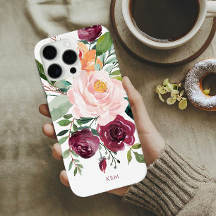 Coques iPhone 16 Pro Max Botanique Aquarelle Rustique avec Monogramme