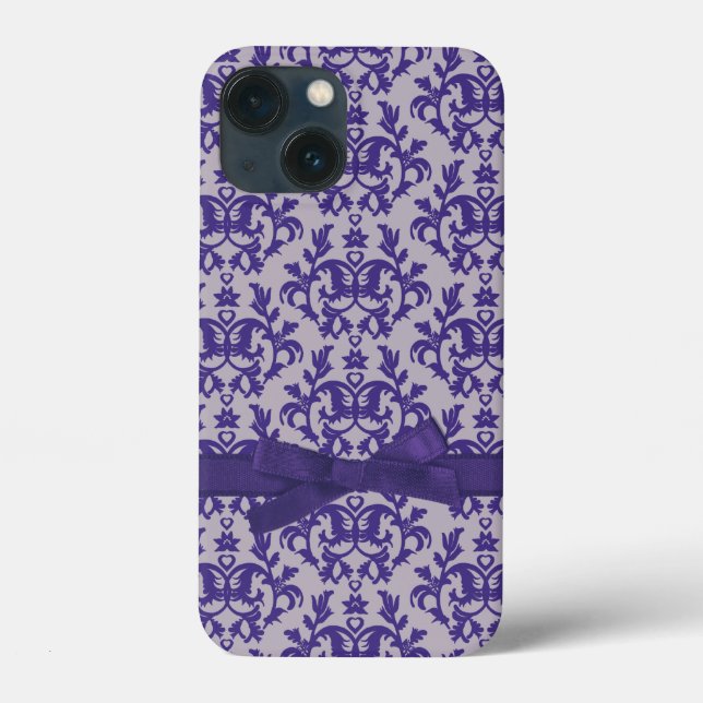 Coques Case-Mate iPhone Botanique damassé violet gris (Verso)