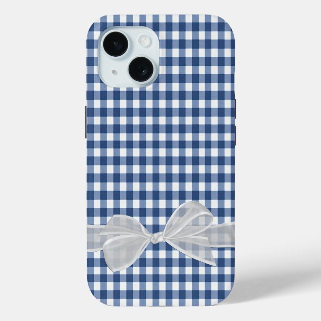 Coques Case-Mate iPhone Botte blanche sur En vichy bleu marine (Verso)