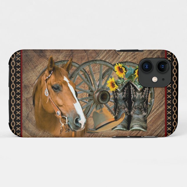 Coques Case-Mate iPhone Botte de cowboy du cheval occidental Casquette rou (Dos (Horizontal))