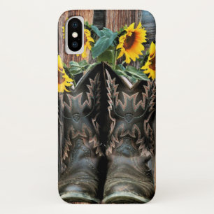 Case-Mate iPhone Case Bottes de cowboy Rustique Western Horse Tournesols