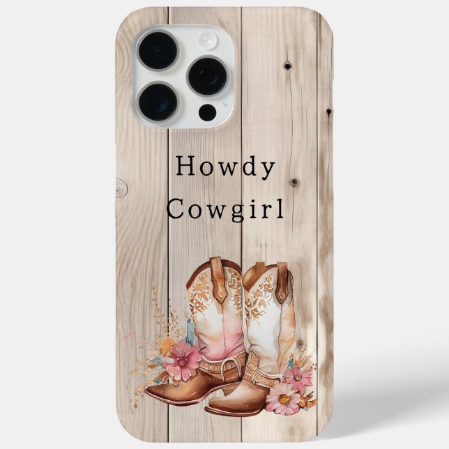 Coques Case-Mate iPhone Bottes florales de cowgirl ivoire Faux bois Person (Verso)