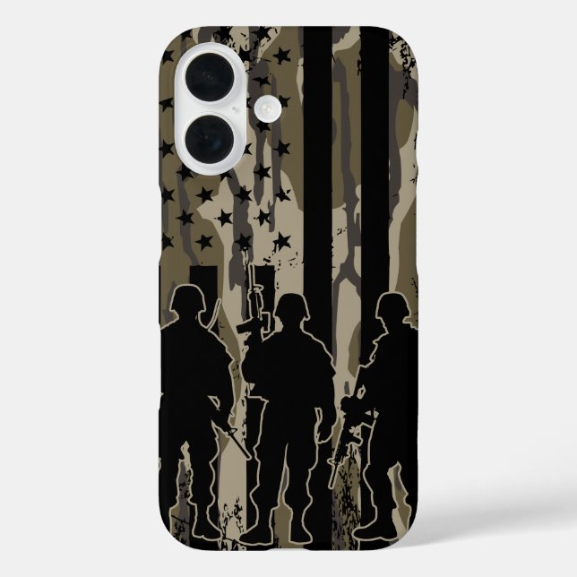 Coques Case-Mate iPhone Bottomland Camo drapeau américain et soldats (Verso)