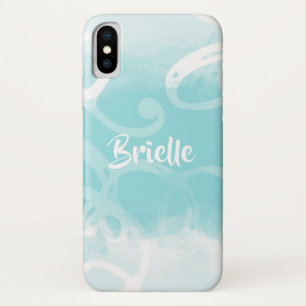 Case-Mate iPhone Case Boucles Chic Pastel Bleu Aquarelle Avec Nom