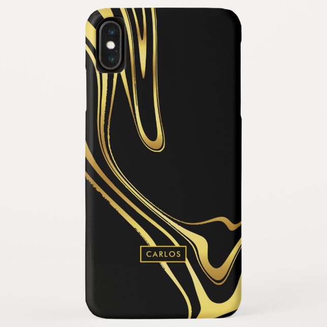 Coques Case-Mate iPhone Boucles d'or élégant moderne sur noir (Dos)